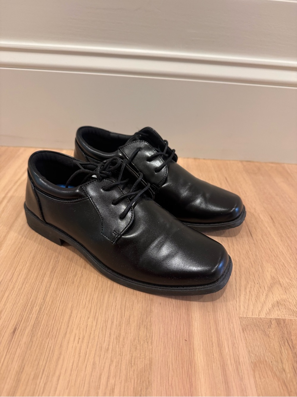Kids Black Dress Lace-Up Shoes